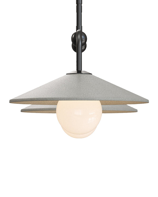 Currey & Company Bothy Outdoor Pendant with Cast Concrete Shade and Milk Glass Globe for Covered Porches Double 9500-0022