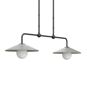 Currey & Company Bothy Outdoor Pendant with Cast Concrete Shade and Milk Glass Globe for Covered Porches Double 9500-0022