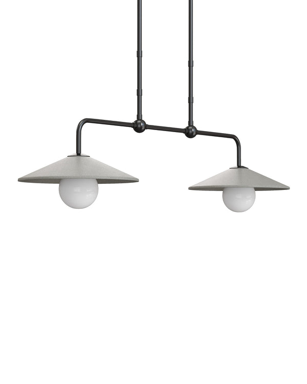 Currey & Company Bothy Outdoor Pendant with Cast Concrete Shade and Milk Glass Globe for Covered Porches Double 9500-0022