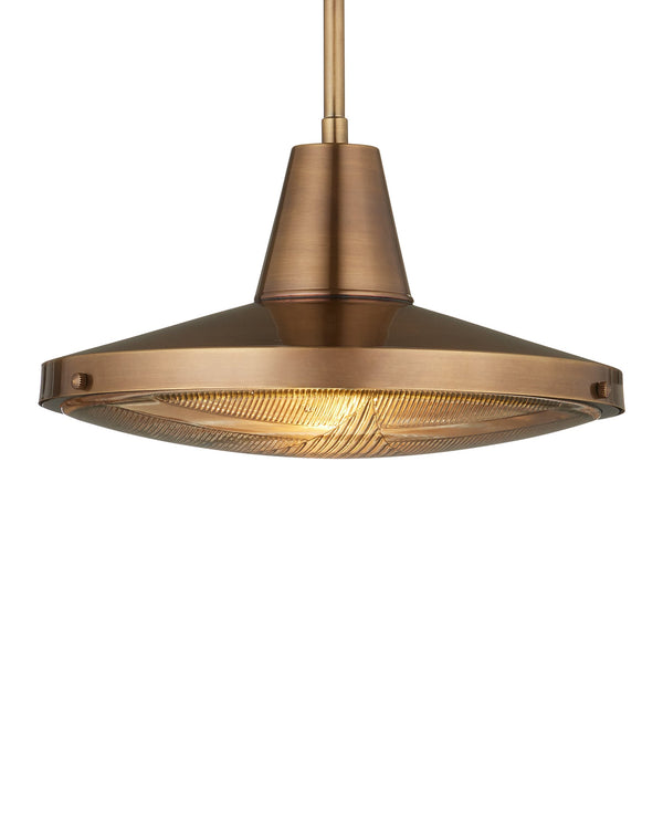 Currey & Company Mariner Solid Brass Wet Rated Pendant Light for Outdoor Porches and Dining Areas Antique Brass / Clear 9500-0026