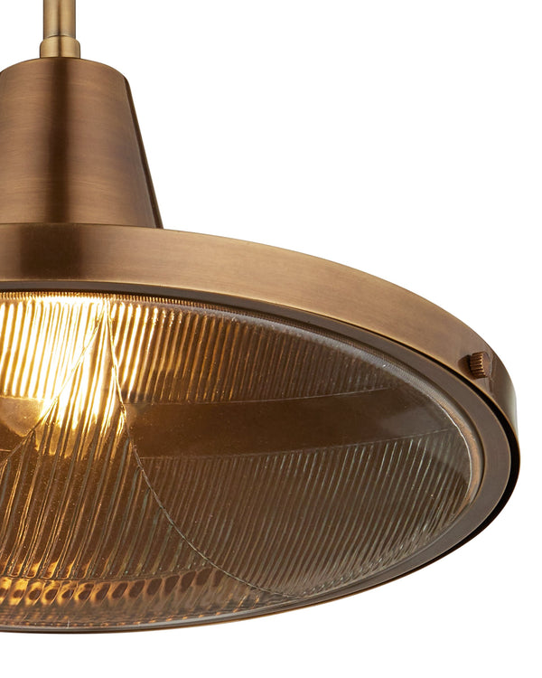 Currey & Company Mariner Solid Brass Wet Rated Pendant Light for Outdoor Porches and Dining Areas Antique Brass / Clear 9500-0026