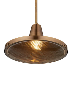 Currey & Company Mariner Solid Brass Wet Rated Pendant Light for Outdoor Porches and Dining Areas Antique Brass / Clear 9500-0026
