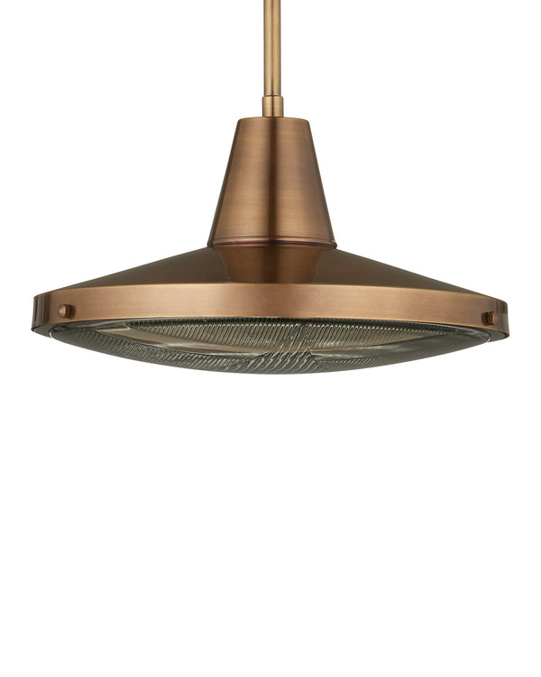 Currey & Company Mariner Solid Brass Wet Rated Pendant Light for Outdoor Porches and Dining Areas Antique Brass / Clear 9500-0026