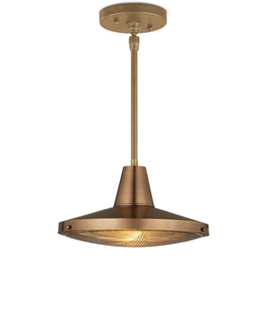 Currey & Company Mariner Solid Brass Wet Rated Pendant Light for Outdoor Porches and Dining Areas Antique Brass / Clear 9500-0026