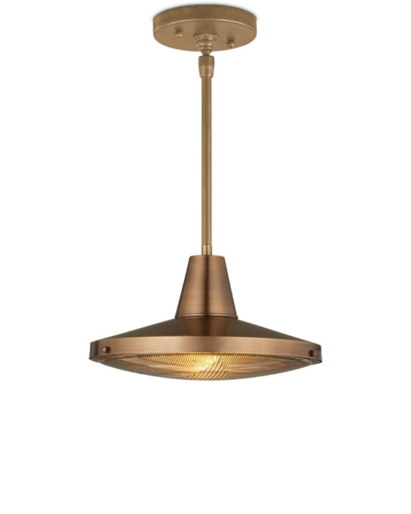 Currey & Company Mariner Solid Brass Wet Rated Pendant Light for Outdoor Porches and Dining Areas Antique Brass / Clear 9500-0026