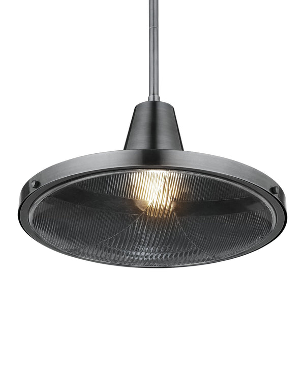 Currey & Company Mariner Solid Brass Wet Rated Pendant Light for Outdoor Porches and Dining Areas Antique Silver / Clear 9500-0027