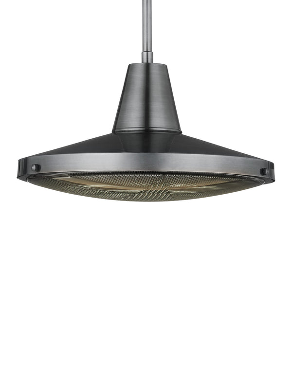 Currey & Company Mariner Solid Brass Wet Rated Pendant Light for Outdoor Porches and Dining Areas Antique Silver / Clear 9500-0027