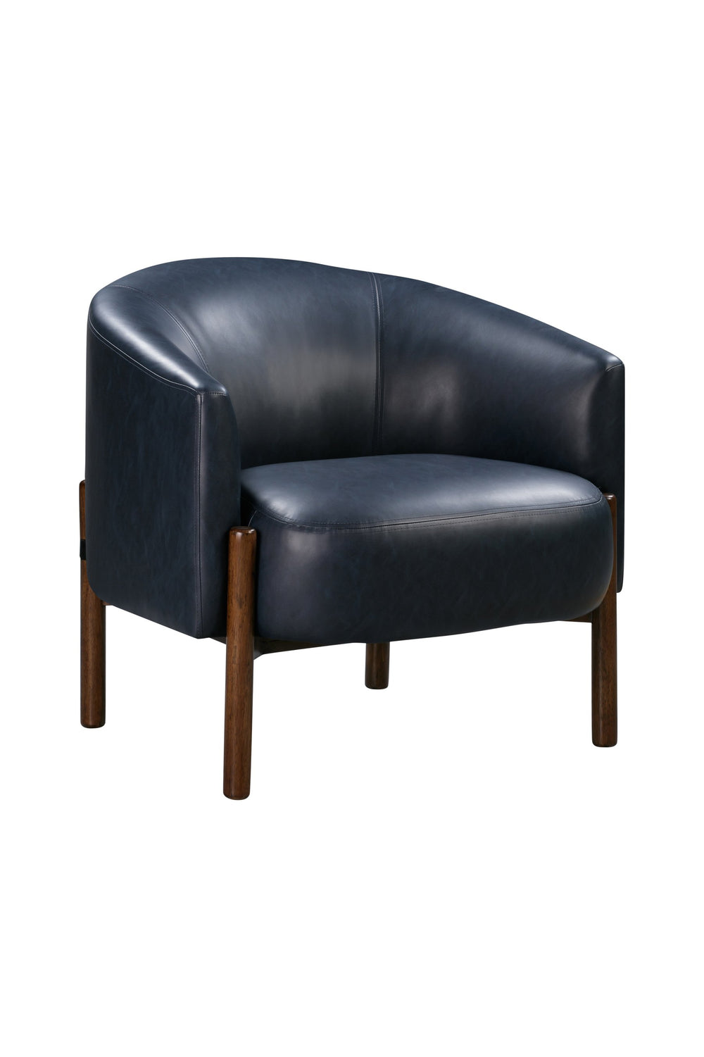 Basset Mirror Higgins Modern Accent Chair - Stylish Barrel Design, Walnut Base, Stain-resistant Navy Faux-leather Blue Solid Wood,Foam,100% Polyester Fabric 9501-lr-805