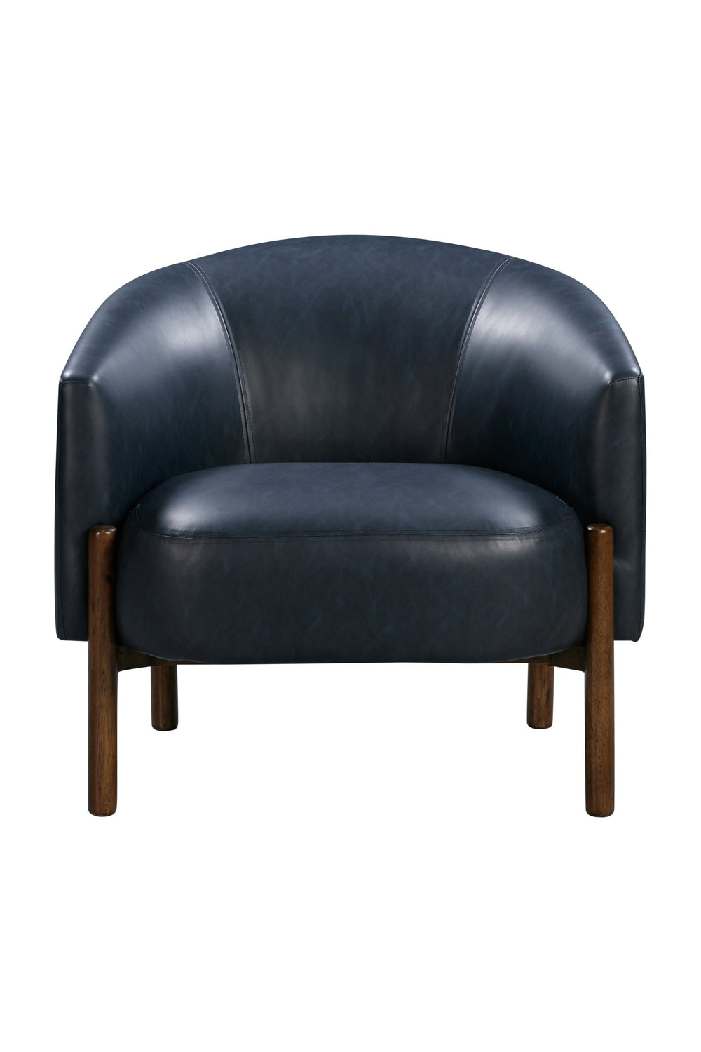 Basset Mirror Higgins Modern Accent Chair - Stylish Barrel Design, Walnut Base, Stain-resistant Navy Faux-leather Blue Solid Wood,Foam,100% Polyester Fabric 9501-lr-805