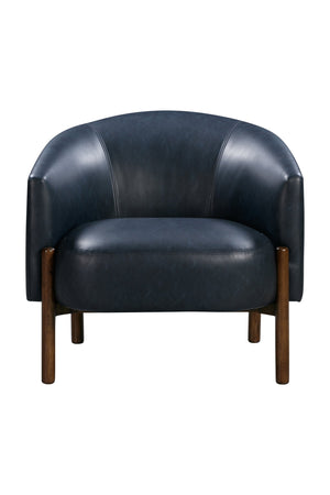 Basset Mirror Higgins Modern Accent Chair - Stylish Barrel Design, Walnut Base, Stain-resistant Navy Faux-leather Blue Solid Wood,Foam,100% Polyester Fabric 9501-lr-805