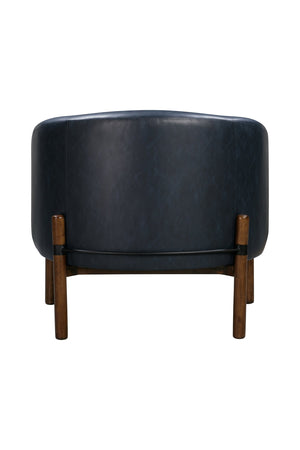 Basset Mirror Higgins Modern Accent Chair - Stylish Barrel Design, Walnut Base, Stain-resistant Navy Faux-leather Blue Solid Wood,Foam,100% Polyester Fabric 9501-lr-805