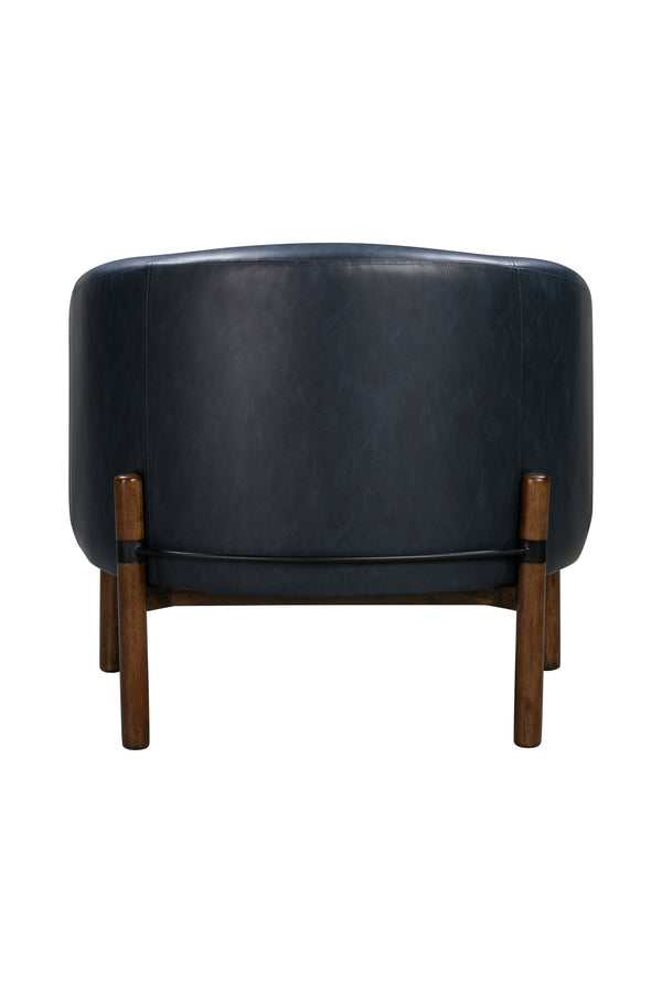 Basset Mirror Higgins Modern Accent Chair - Stylish Barrel Design, Walnut Base, Stain-resistant Navy Faux-leather Blue Solid Wood,Foam,100% Polyester Fabric 9501-lr-805