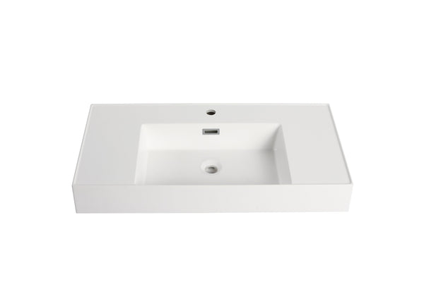 English Elm 36" Resin Basin Vanity Top Only White Resin Sink 41.7x24.4x14.6 Durable Modern Design for Baths W1972P186773