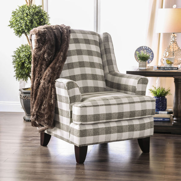English Elm Transitional High Back Stripe Chair with Rolled Arms for Coastal Comfort and Supportive Seating Appeal Light Gray 32 L x 36 W x 40 H B2741P375953