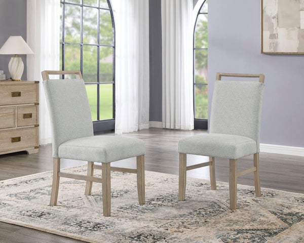 English Elm Louisa Upholstered Dining Side Chairs Set of 2 Oak Frame with Neutral Gray Fabric B2749P413309