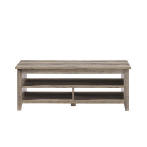 English Elm Walker Edison - Coastal Grooved Panel Coffee Table With Lower Shelf – Grey Wash