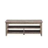 Walker Edison Coastal Grooved Coffee Table - Grey Wash, 2 Shelves, Durable Design, 47.50