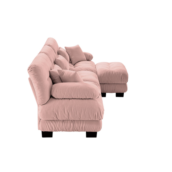 English Elm Luxury Modular Sectional Sofa - Oversized L-Shaped Chenille Couch In Chic Pink For Ultimate Comfort W714S01011