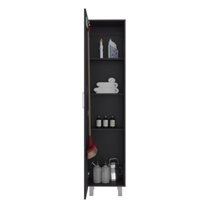 English Elm Vintro Slim Tall Cabinet with Metal Legs Four Interior Shelves for Bedroom Office Black B200P462885