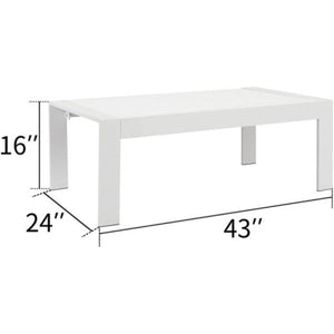 English Elm 4-piece Outdoor Aluminum Conversation Set with Deep Lounge Seating and Wpc Coffee Table Grey+White B082S00084