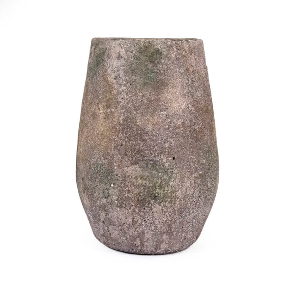 Zentique Distressed Vase Handcrafted Stoneware with Weathered Antique Finish — Rustic Centerpiece for Shelves W9 x H13 x D9 9503L A17