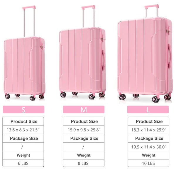 English Elm Luggage Set 3 Piece Abs Hard Shell Expandable Suitcase with Tsa Lock Spinner Wheels Pink N730P296584P