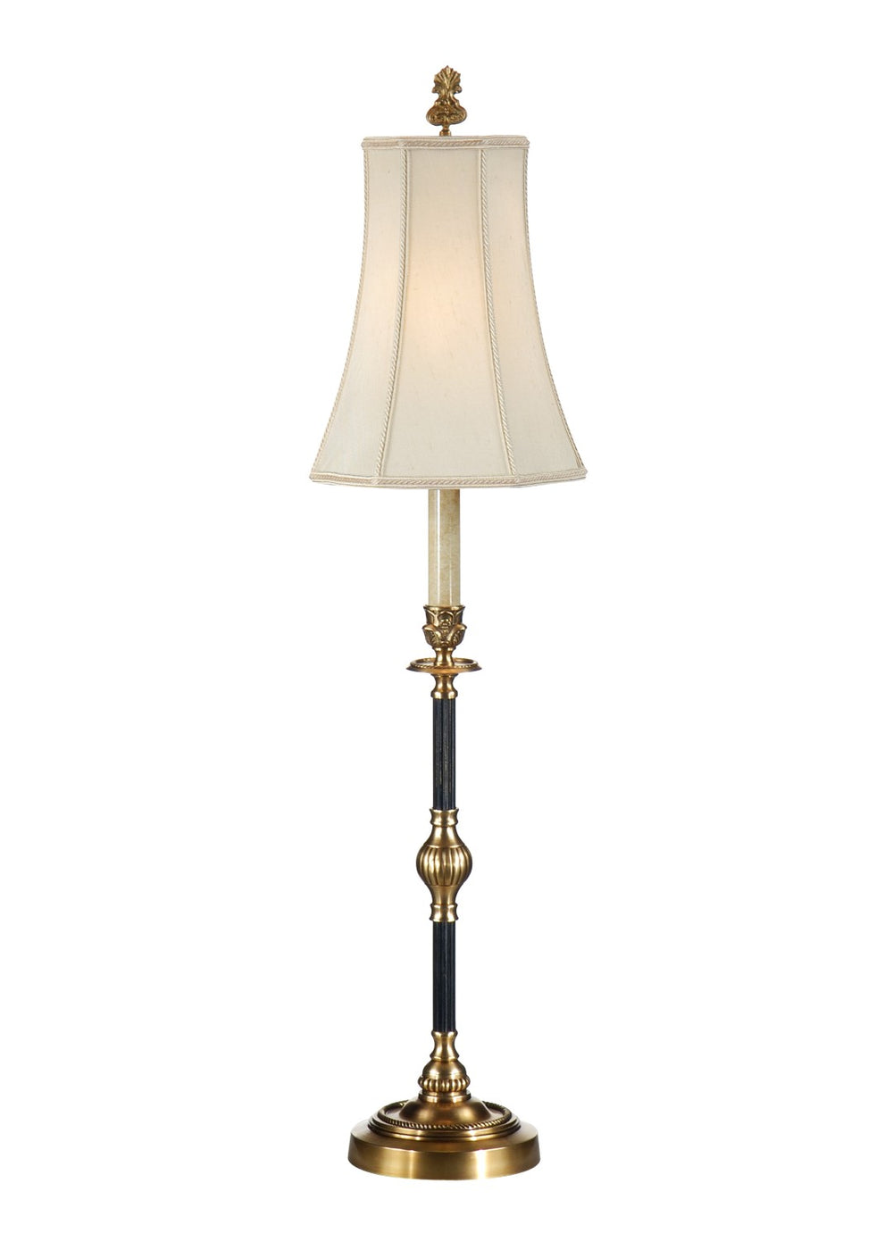 Wildwood Emmett Antique Brass Candlestick Table Lamp With Beige Fabric Shade, 33" Tall, Warm Ambient Glow 9504