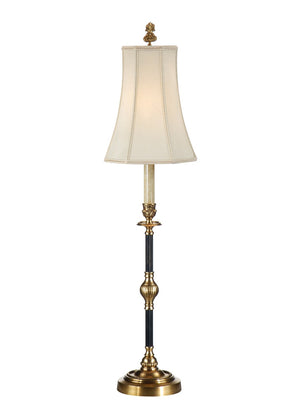 Wildwood Emmett Antique Brass Candlestick Table Lamp With Beige Fabric Shade, 33" Tall, Warm Ambient Glow 9504
