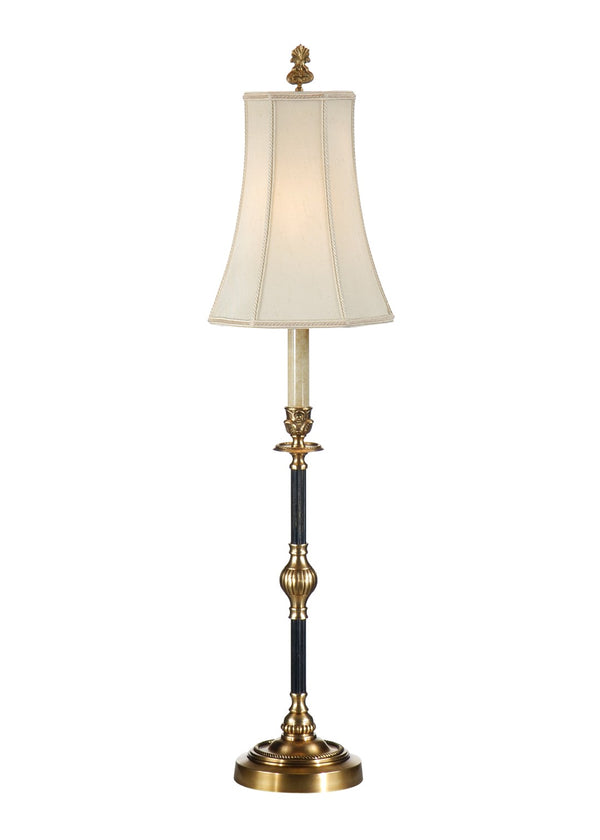 Wildwood Emmett Antique Brass Candlestick Table Lamp With Beige Fabric Shade, 33" Tall, Warm Ambient Glow 9504