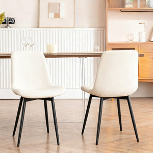English Elm Modern Knit Upholstered Armless Side Chairs with Iron Legs for Dining Rooms W2699P358878