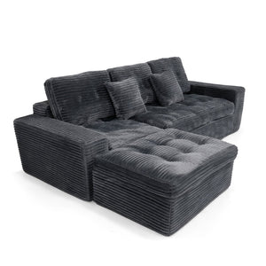 English Elm Modular Cloud Sectional Sofa with Ottoman Plush Velvet Foam Lounge Set W5502S00008