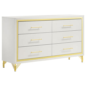 English Elm Chesney White 6-Drawer Dresser With Gold Trim - Modern Glam Storage For Stylish Bedroom Organization B062P353275