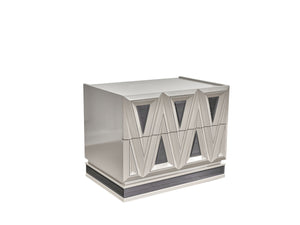 English Elm Lavita Modern 2-Drawer Nightstand In River Sand Grey With Plush Velvet & Gold Accents For Glam Style B009P245897