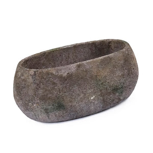 Zentique Distressed Vase Handcrafted Stoneware with Weathered Antique Finish — Rustic Centerpiece for Shelves W12 x H6.5 x D6 9506L A17