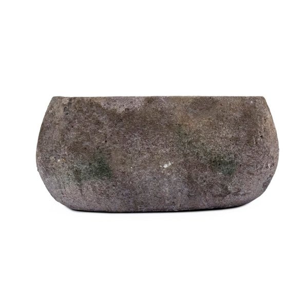 Zentique Distressed Vase Handcrafted Stoneware with Weathered Antique Finish — Rustic Centerpiece for Shelves W12 x H6.5 x D6 9506L A17