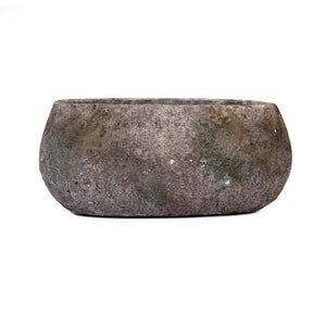 Zentique Distressed Stoneware Vase with Antiqued Glaze, Rustic Chic Accent for Mantels, Shelves, Dried Arrangements W10 x H5.5 x D4.25 9506S A17