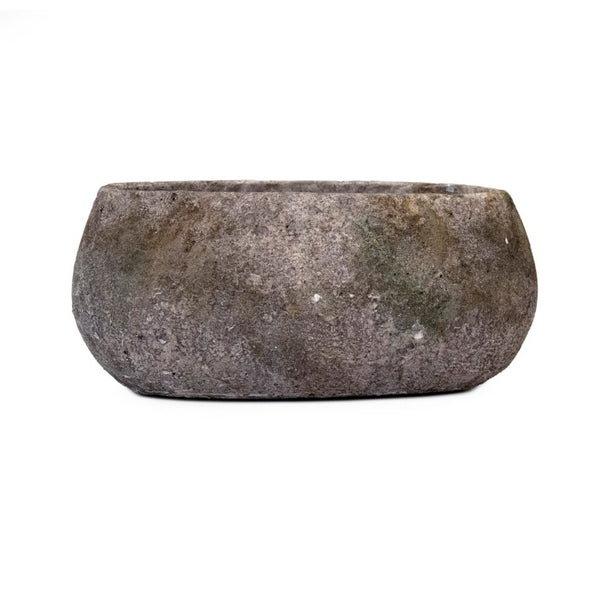 Zentique Distressed Stoneware Vase with Antiqued Glaze, Rustic Chic Accent for Mantels, Shelves, Dried Arrangements W10 x H5.5 x D4.25 9506S A17