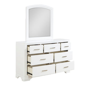 English Elm Modern 7 Drawer Birch Dresser with Chrome Pulls Transitional Bedroom Storage White B011P469528