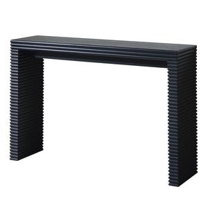 English Elm Modern Black Console Table With Ribbed Front Design - Sleek Entryway, Hallway, Or Living Room Accent W2729P199006