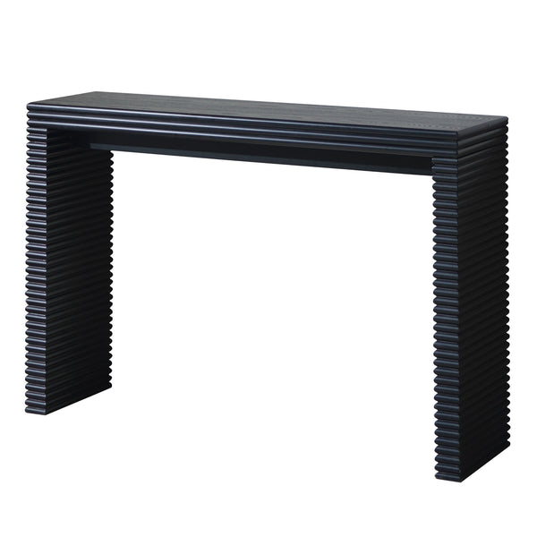 English Elm Modern Black Console Table With Ribbed Front Design - Sleek Entryway, Hallway, Or Living Room Accent W2729P199006