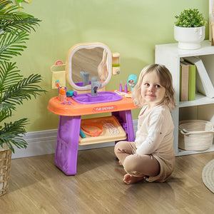 English Elm Qaba Kids Vanity Set - Interactive Toddler Makeup Table With Led Mirror, Music & 23 Accessories W2225P249755-GIGA