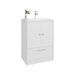 English Elm Bathroom Vanity Slim Sink Cabinet with Single Door, Engineered Wood, Space-Saving Modern Design White 34.25 L x 23.23 W x 13.39 H B097P350321