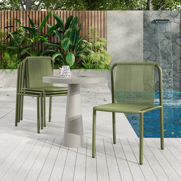English Elm Christopher Knight Home® - Burgess Outdoor Stacking Dining Chair set of 4 — UV-Resistant PE Rattan with Iron Frame, Weatherproof Elegance Green 26.8 L x 22 W x 21.3 H N776P307914G