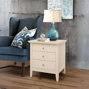English Elm Charming three-drawer nightstand with storage—durable particleboard, compact 26"H x 24"W x 18"D bedside solution Beige 30 L x 26 W x 20 H B078108330