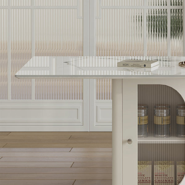 English Elm 63" Modern 5-Piece Dining Table Set For 4-6, Stylish Burnt Stone Top & Gold Base With Storage Solutions W2700S00068