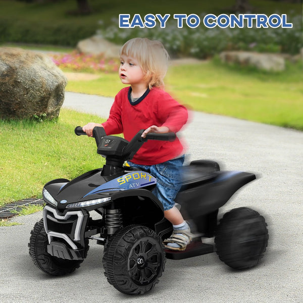 English Elm Qaba 6v Battery Powered Kids Atv Ride on Four Wheeler with Music Ages 2 to 6 Black W2225P249799