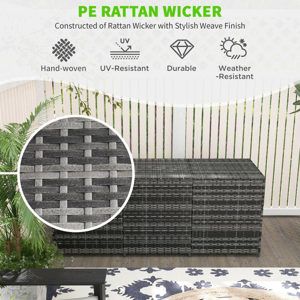 English Elm Outsunny 175 Gallon Outdoor Storage Box - Weather-Resistant Pe Rattan Wicker For Cushions & Toys W2225P200689-GIGA