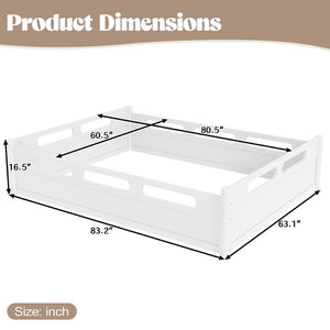 English Elm Queen Low Profile Floor Bed Pine Wood Frame Japandi Minimalist Bedroom Design White W1580P438794