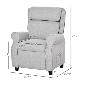 English Elm Qaba Kids Recliner Chair - Adjustable Lounger With Footrest & Pockets For Ages 3-5, Light Grey Comfort W2225P217359-GIGA