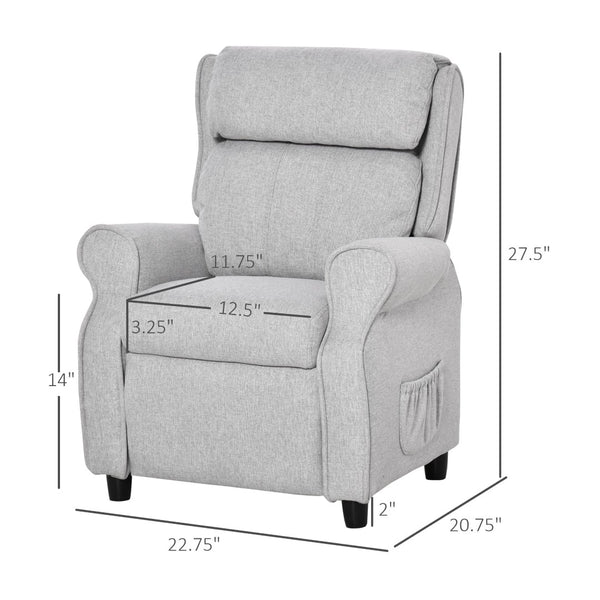 English Elm Qaba Kids Recliner Chair - Adjustable Lounger With Footrest & Pockets For Ages 3-5, Light Grey Comfort W2225P217359-GIGA